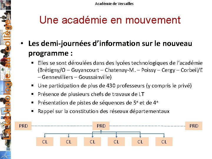 La technologie au collège Académie de Versailles Une académie en mouvement • Les demi-journées