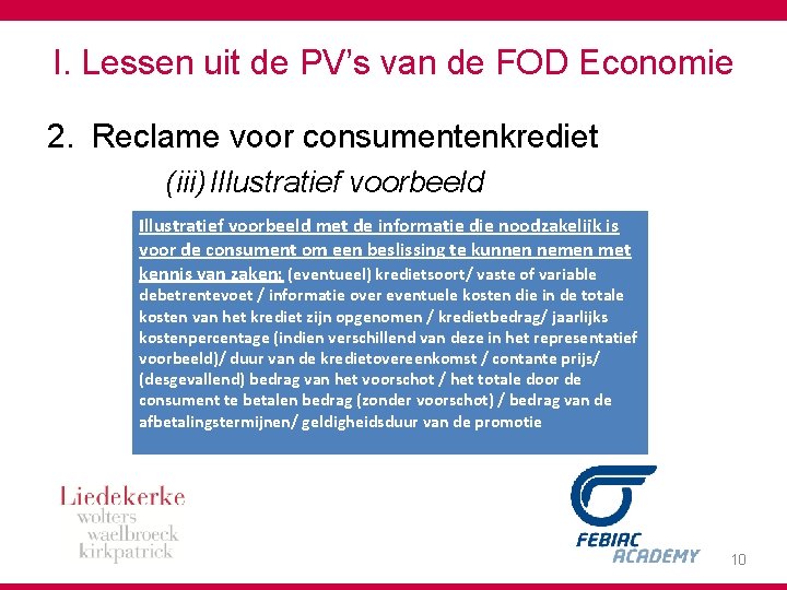 I. Lessen uit de PV’s van de FOD Economie 2. Reclame voor consumentenkrediet (iii)