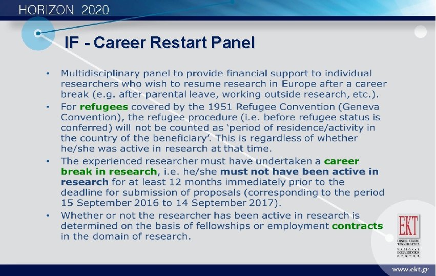 IF - Career Restart Panel 