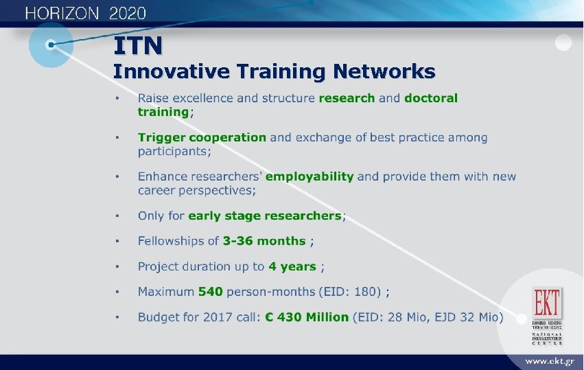 ITN Innovative Training Networks 