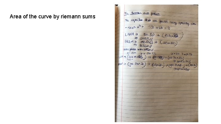 Area of the curve by riemann sums 