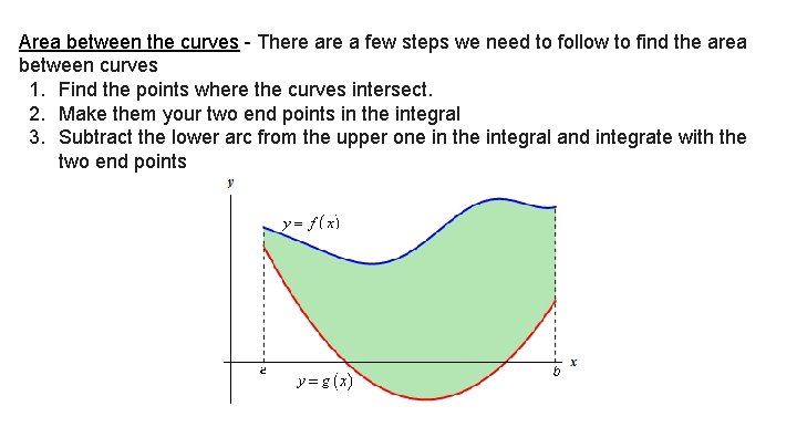 Area between the curves - There a few steps we need to follow to