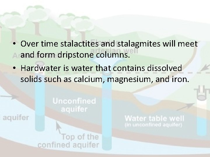  • Over time stalactites and stalagmites will meet and form dripstone columns. •