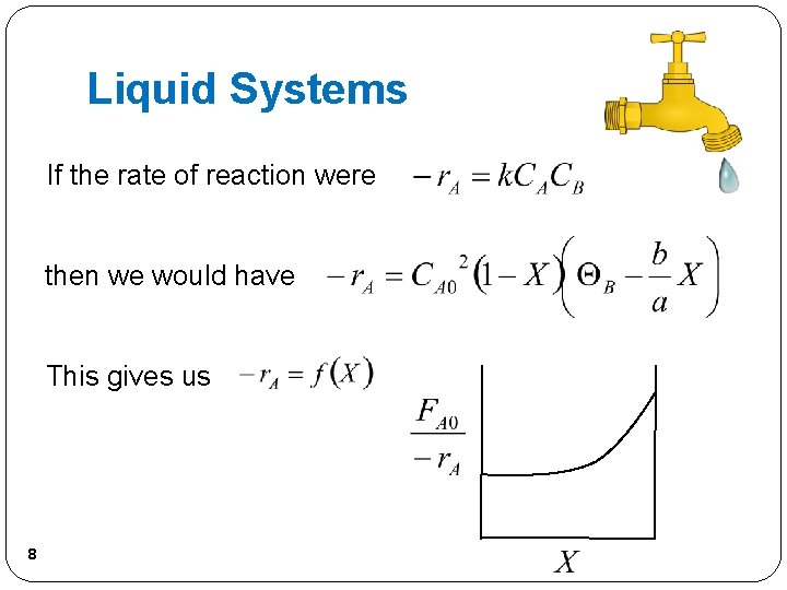 Liquid Systems If the rate of reaction were then we would have This gives