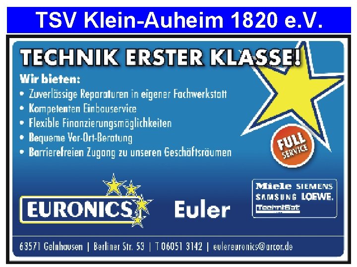 TSV Klein-Auheim 1820 e. V. Nächstes Spiel: TSV gegen TUS Krotzenburg So. 25. 12.