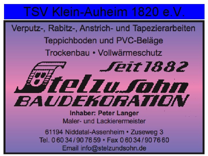 TSV Klein-Auheim 1820 e. V. Nächstes Spiel: TSV gegen TUS Krotzenburg So. 25. 12.