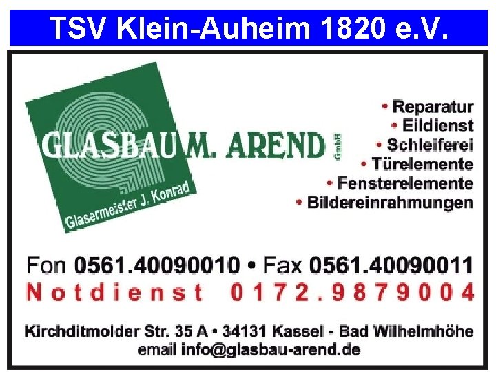 TSV Klein-Auheim 1820 e. V. Nächstes Spiel: TSV gegen TUS Krotzenburg So. 25. 12.