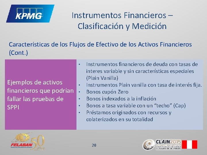 Instrumentos Financieros – Clasificación y Medición Características de los Flujos de Efectivo de los