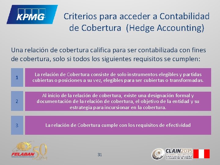 Criterios para acceder a Contabilidad de Cobertura (Hedge Accounting) Una relación de cobertura califica