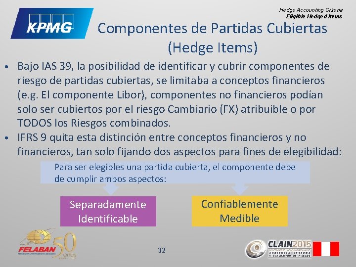 Hedge Accounting Criteria Eligible Hedged Items Componentes de Partidas Cubiertas (Hedge Items) Bajo IAS