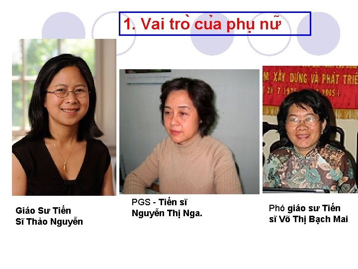 1. Vai tro cu a phu nư Giáo Sư Tiến Sĩ Thảo Nguyễn PGS