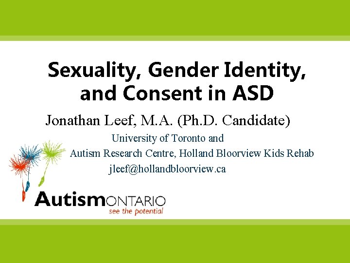 Sexuality, Gender Identity, and Consent in ASD in Adolescents and Young Adults with Autism