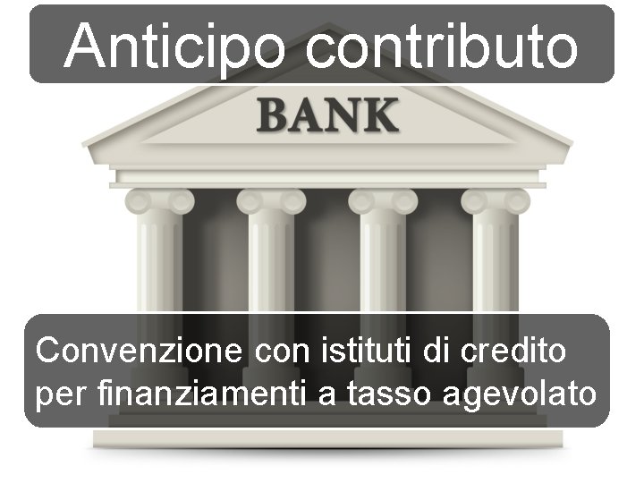 Anticipo contributo Convenzione con istituti di credito per finanziamenti a tasso agevolato 