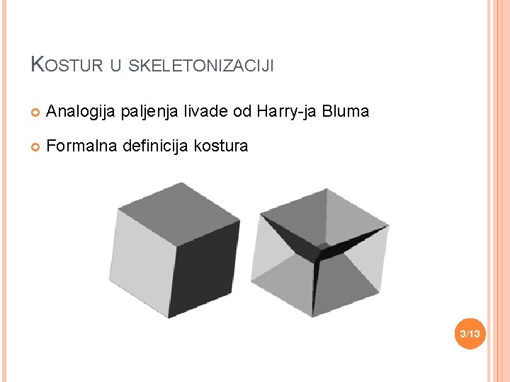 KOSTUR U SKELETONIZACIJI Analogija paljenja livade od Harry-ja Bluma Formalna definicija kostura 3/13 