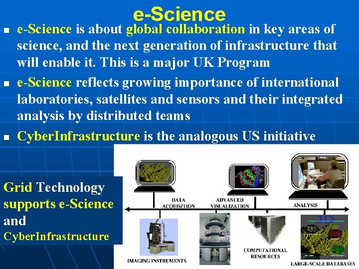 e-Science n n n e-Science is about global collaboration in key areas of science,