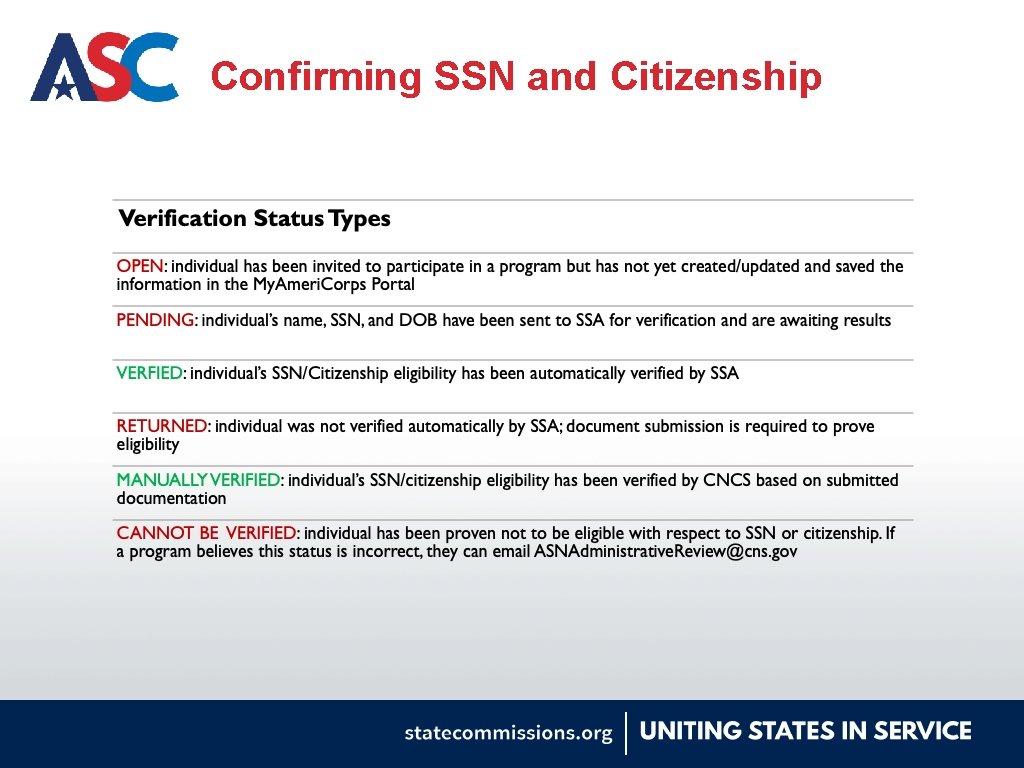 Confirming SSN and Citizenship 