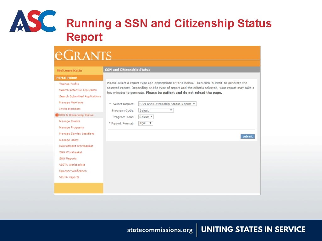 Running a SSN and Citizenship Status Report 