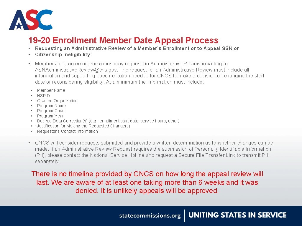 19 -20 Enrollment Member Date Appeal Process • Requesting an Administrative Review of a