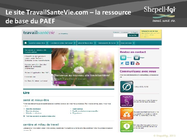 Le site Travail. Sante. Vie. com – la ressource de base du PAEF 