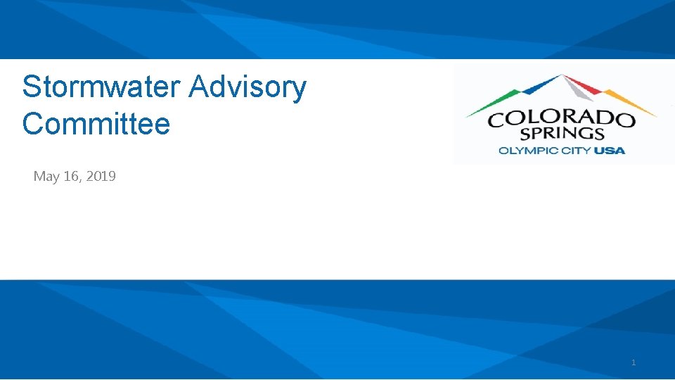 Stormwater Advisory Committee May 16, 2019 1 