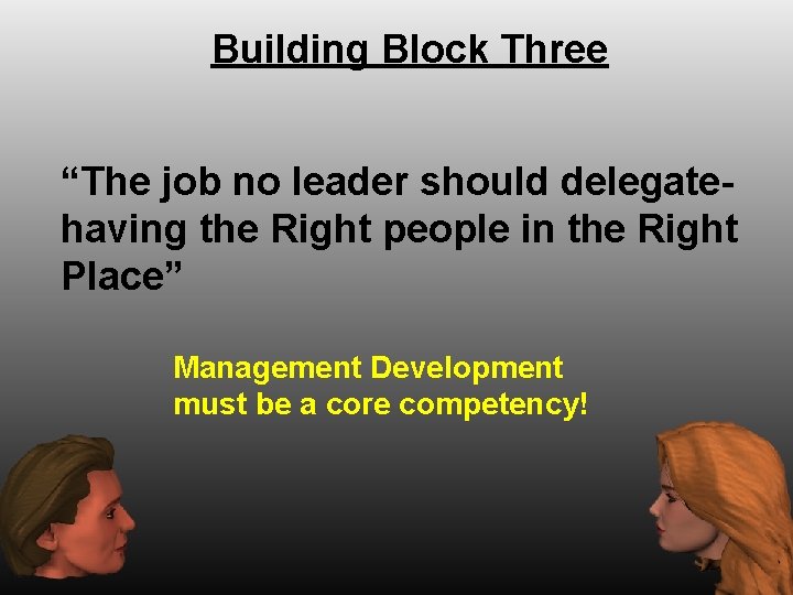 Building Block Three “The job no leader should delegatehaving the Right people in the