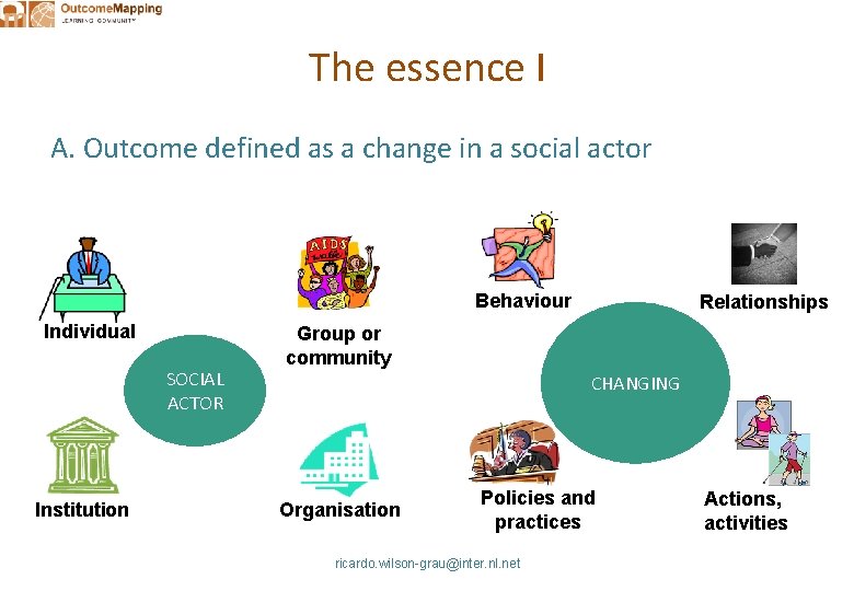 The essence I A. Outcome defined as a change in a social actor Behaviour