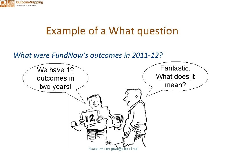 Example of a What question What were Fund. Now’s outcomes in 2011 -12? Fantastic.