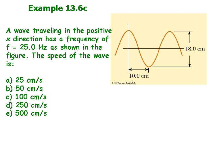 Example 13. 6 c A wave traveling in the positive x direction has a