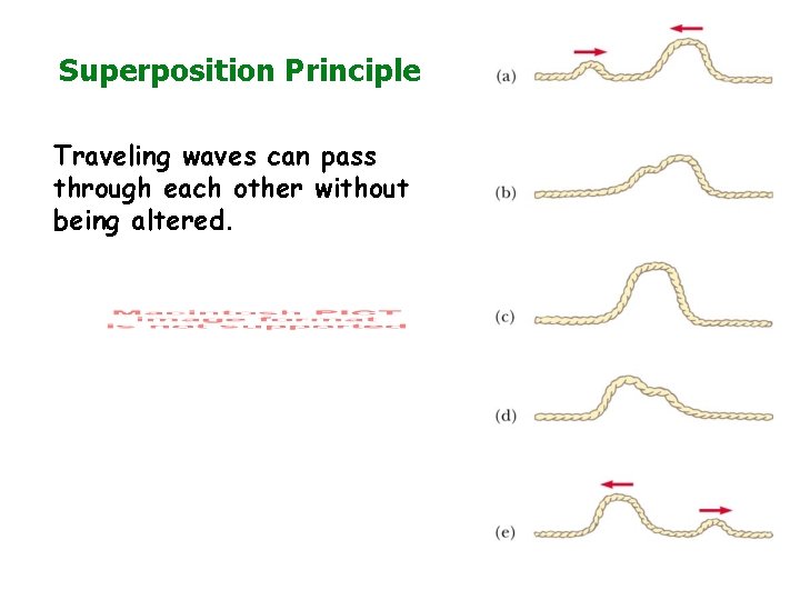 Superposition Principle Traveling waves can pass through each other without being altered. 