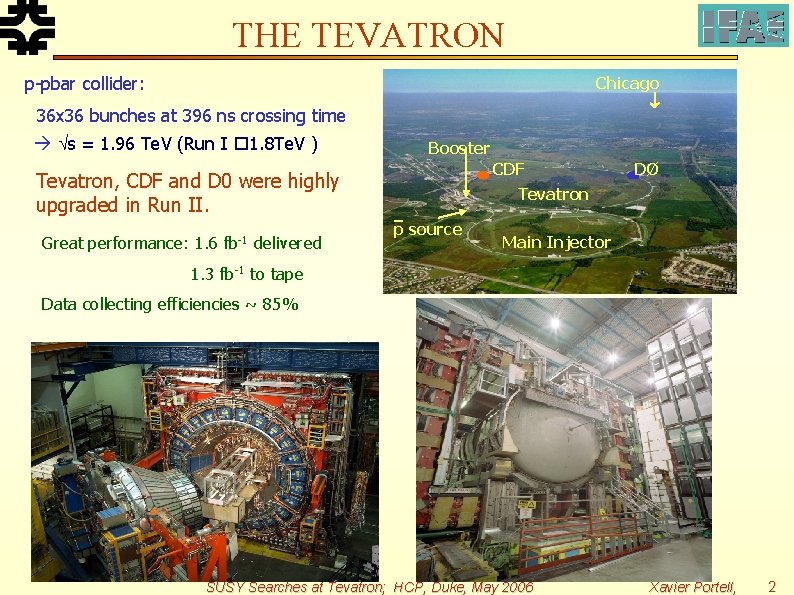 THE TEVATRON p-pbar collider: Chicago 36 x 36 bunches at 396 ns crossing time