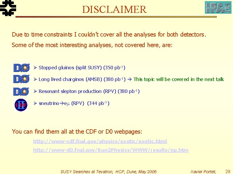 DISCLAIMER Due to time constraints I couldn’t cover all the analyses for both detectors.