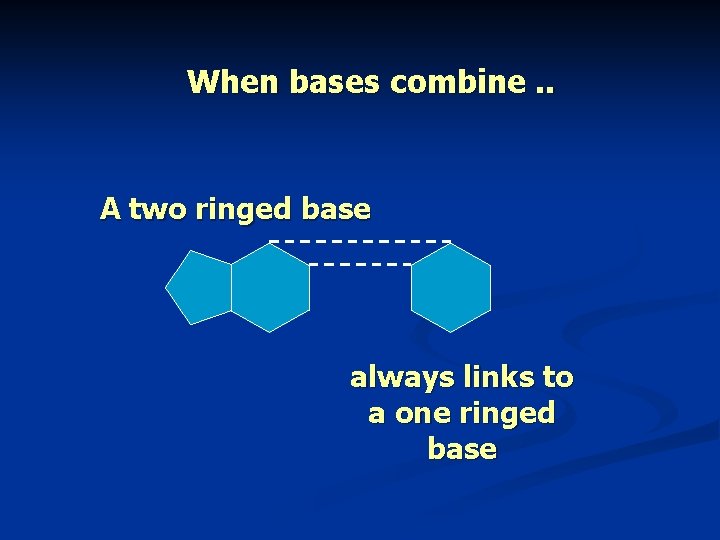 When bases combine. . A two ringed base always links to a one ringed