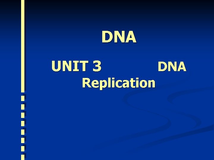 DNA UNIT 3 Replication DNA 