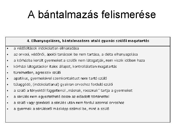 A bántalmazás felismerése 