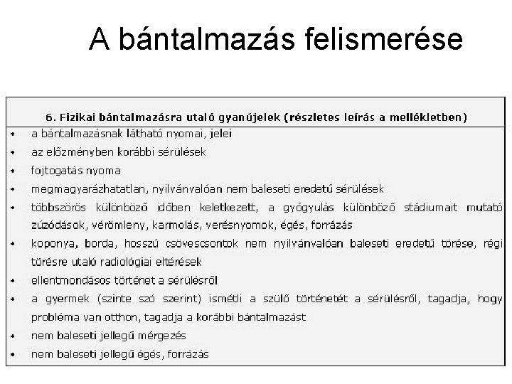 A bántalmazás felismerése 