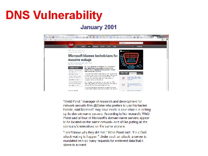 DNS Vulnerability January 2001 