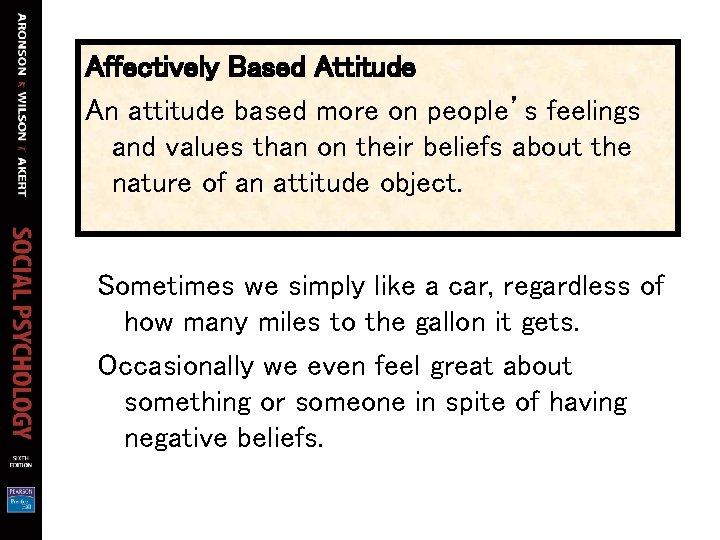 Affectively Based Attitude An attitude based more on people’s feelings and values than on