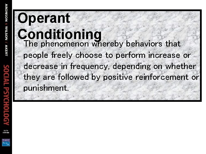 Operant Conditioning The phenomenon whereby behaviors that people freely choose to perform increase or