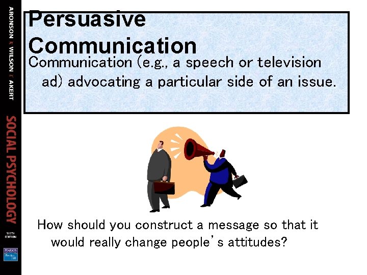 Persuasive Communication (e. g. , a speech or television ad) advocating a particular side