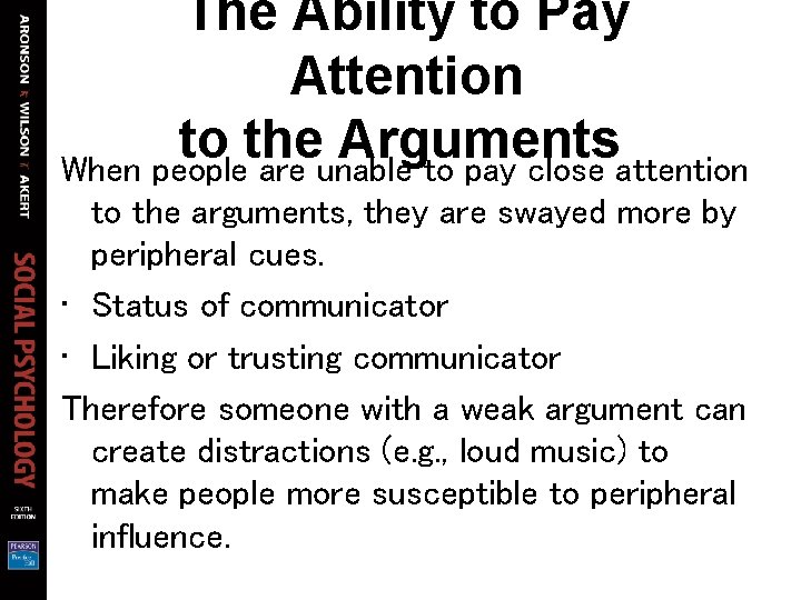 The Ability to Pay Attention to the Arguments When people are unable to pay