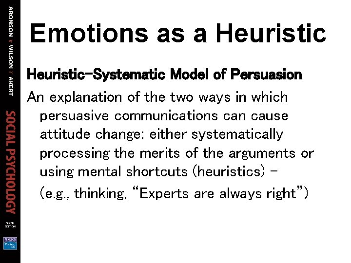 Emotions as a Heuristic–Systematic Model of Persuasion An explanation of the two ways in