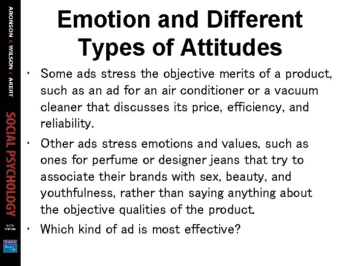 Emotion and Different Types of Attitudes • Some ads stress the objective merits of Emotion and Different Types of Attitudes • Some ads stress the objective merits of