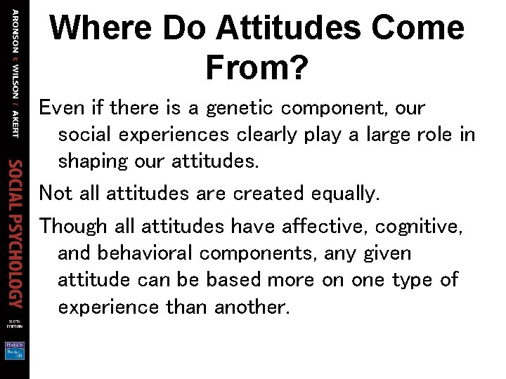 Where Do Attitudes Come From? Even if there is a genetic component, our social