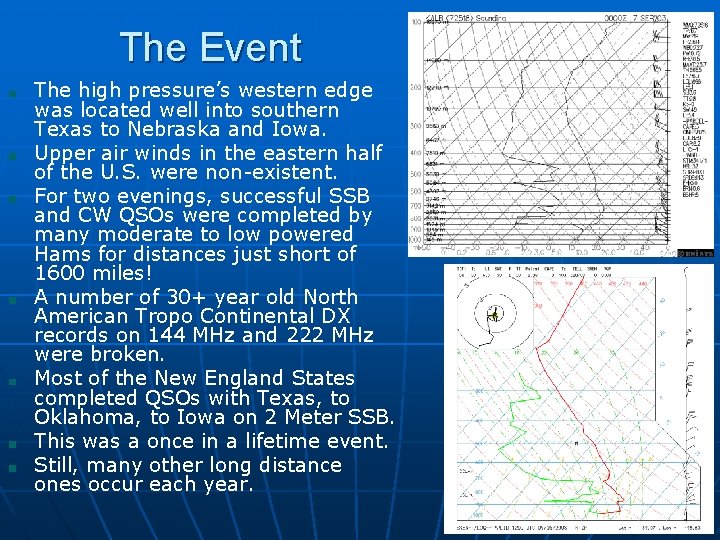 The Event The high pressure’s western edge was located well into southern Texas to