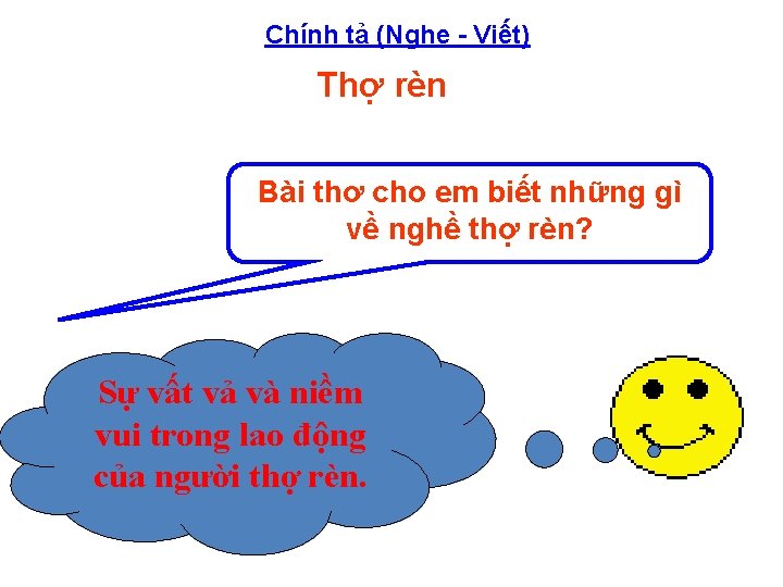 Chính tả (Nghe Viết) Thợ rèn Bài thơ cho em biết những gì về