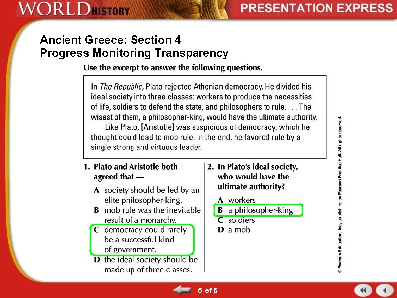 Ancient Greece: Section 4 Progress Monitoring Transparency 5 of 5 