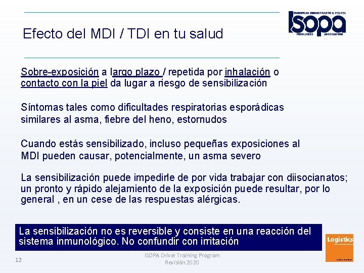 Efecto del MDI / TDI en tu salud Sobre-exposición a largo plazo / repetida