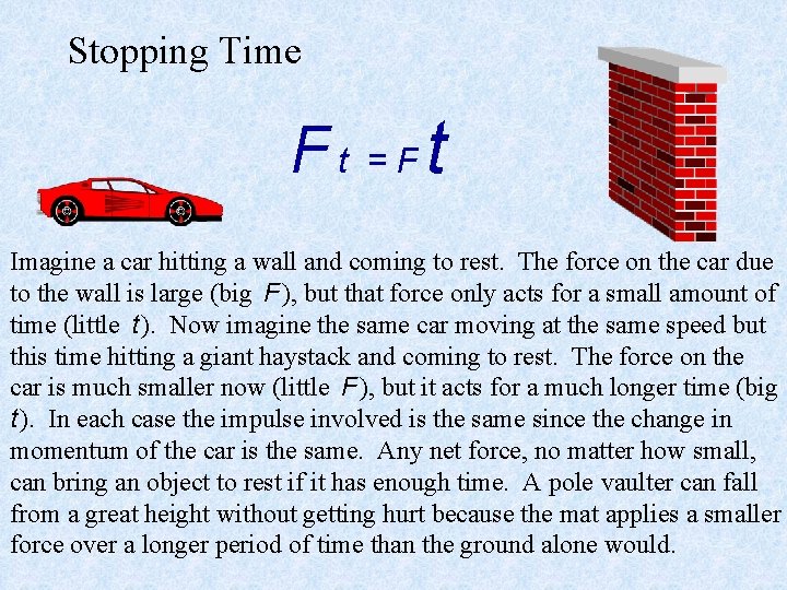 Stopping Time Ft = Ft Imagine a car hitting a wall and coming to