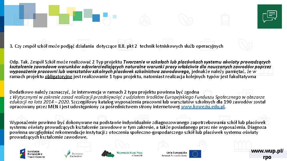 3. Czy zespół szkół może podjąć działania dotyczące 8. 8. pkt 2 technik lotniskowych