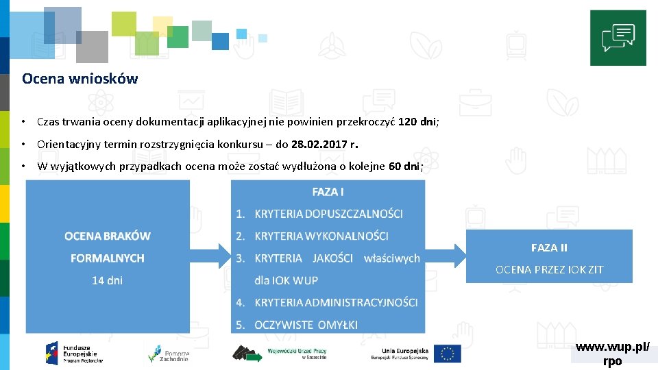 Ocena wniosków • Czas trwania oceny dokumentacji aplikacyjnej nie powinien przekroczyć 120 dni; • Ocena wniosków • Czas trwania oceny dokumentacji aplikacyjnej nie powinien przekroczyć 120 dni; •